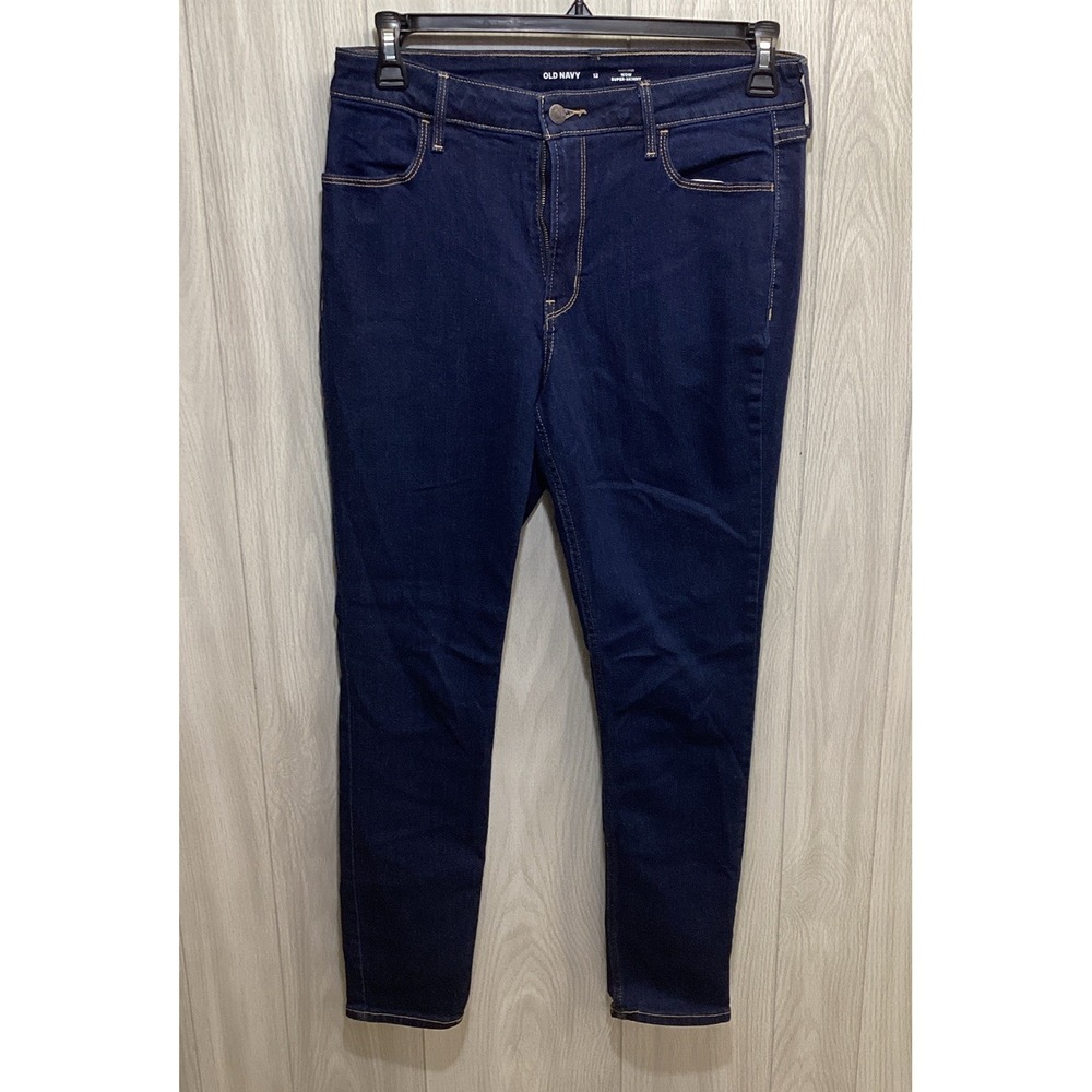 OLD NAVY Women's (Size 12) Blue Dark Wash Denim Jeans Button Pockets Stretch